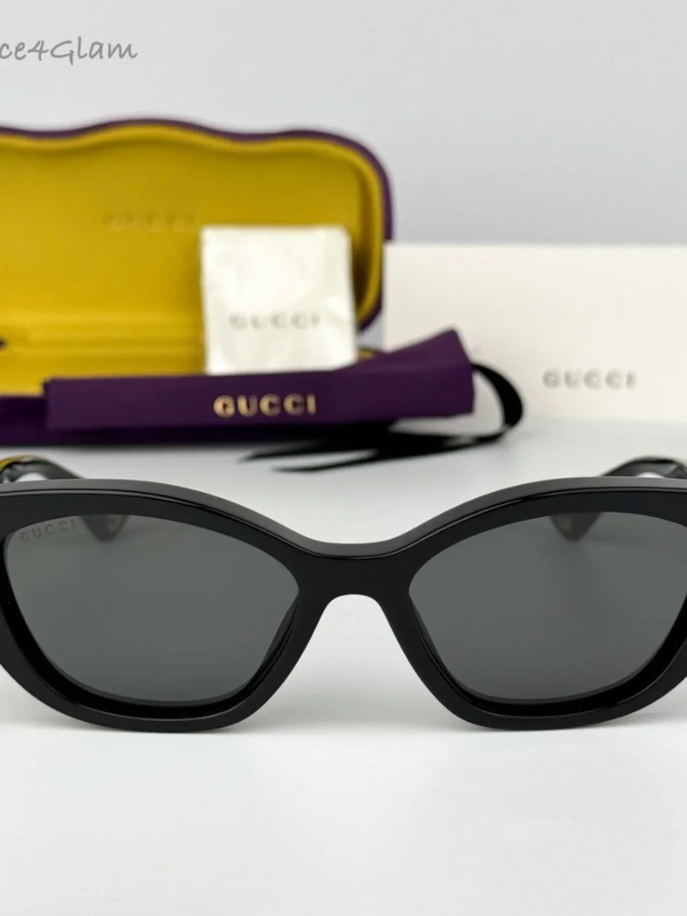 Gucci Women Sunglasses Black Grey Cat Eye GG1638S 001 NEW AUTHENTIC - Picture 3 of 13